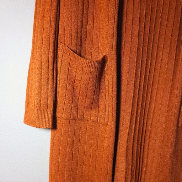 NWT Thinkable Red Orange Open Front Long Cardigan - Picture 6 of 8